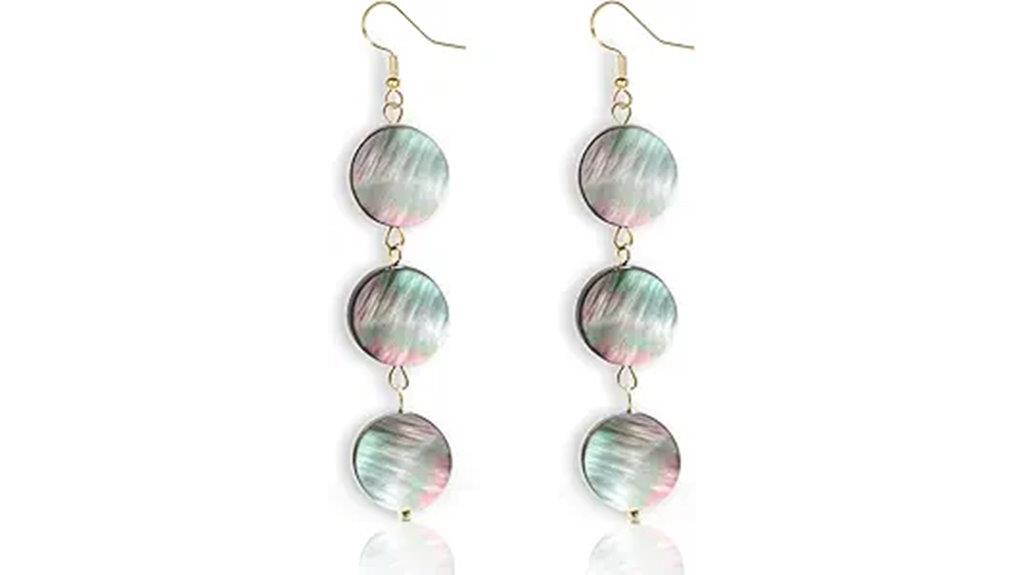 abalone shell long earrings