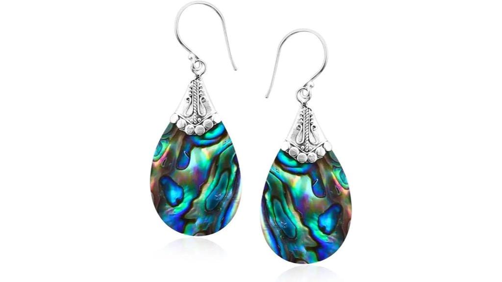 abalone shell silver earrings