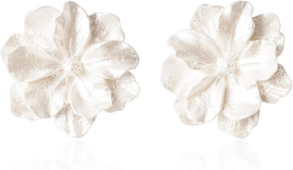 boho white flower earrings