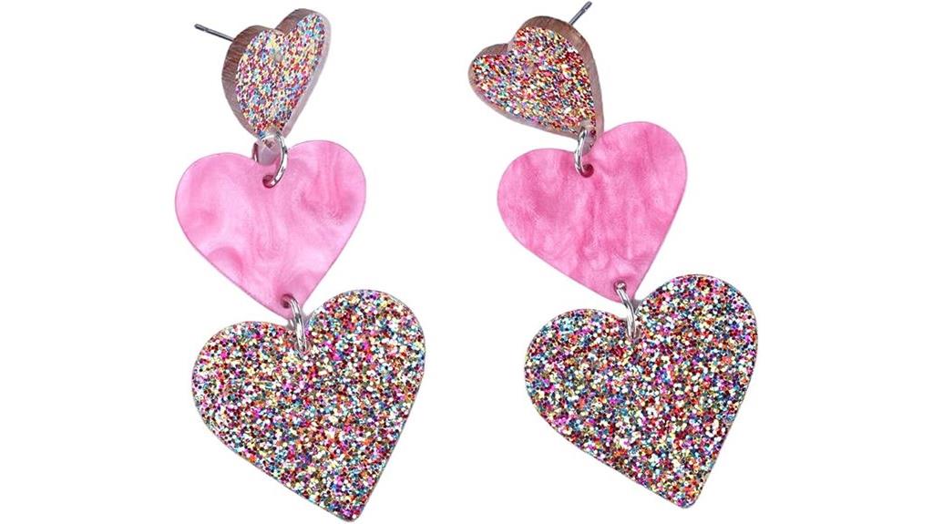 heart shaped dangle earrings