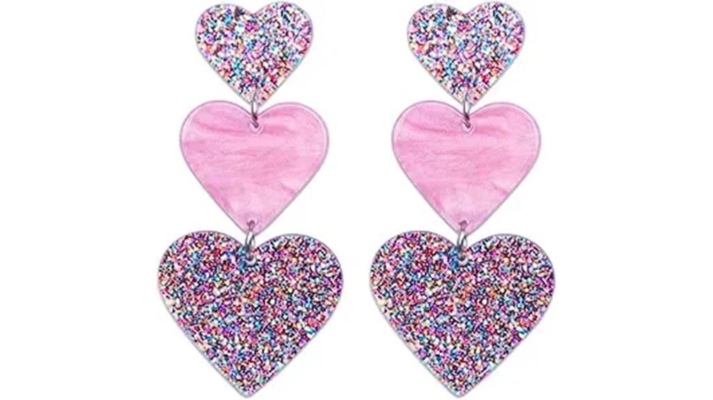 heart shaped dangle earrings for women