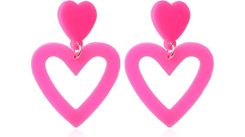 hot pink heart earrings