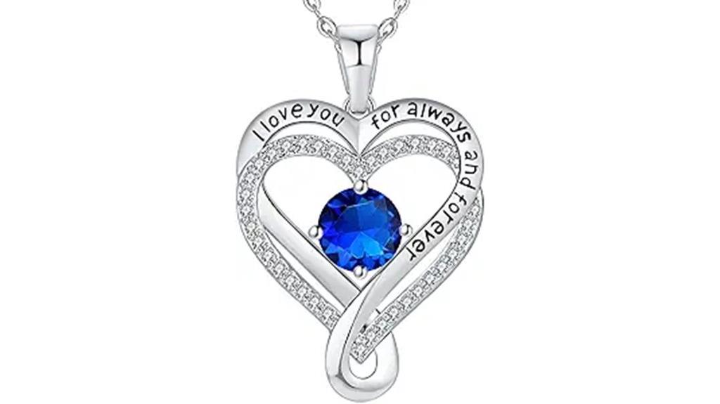 infinity heart birthstone necklace