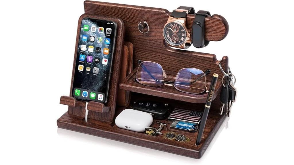 stylish wooden phone dock